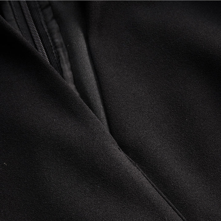 Kate | Refined black dress with belt and mandarin collar