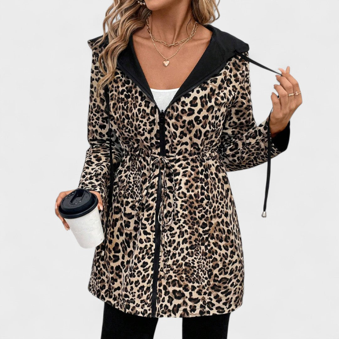 Evie | Reversible hooded jacket with leopard print