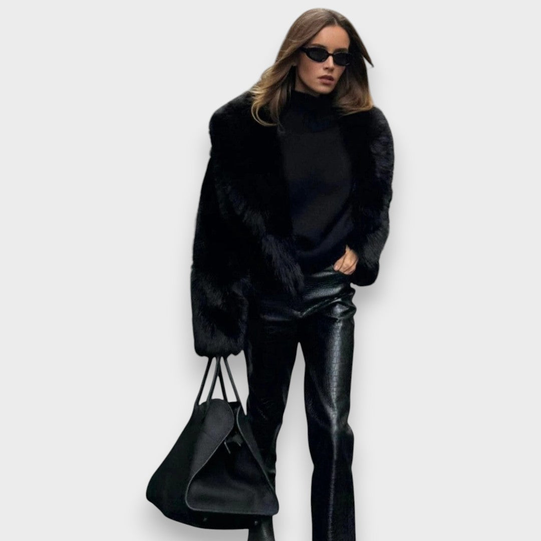 Jade | Black Luxury Faux Fur Coat