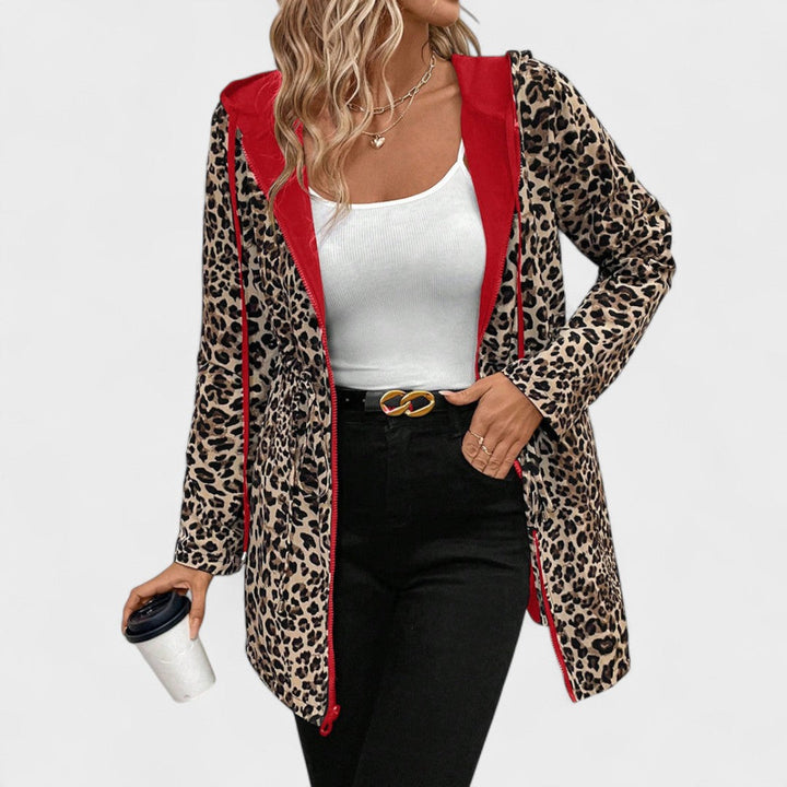 Evie | Reversible hooded jacket with leopard print